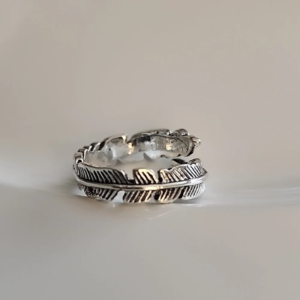 Adjustable Boho Feather Ring Mixed Alloys Fashion Jewelry